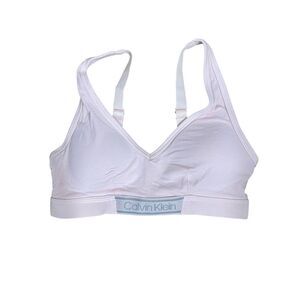 Calvin Klein Pink Wireless Bralette Bra XS Adjustable Straps Logo Lounge
